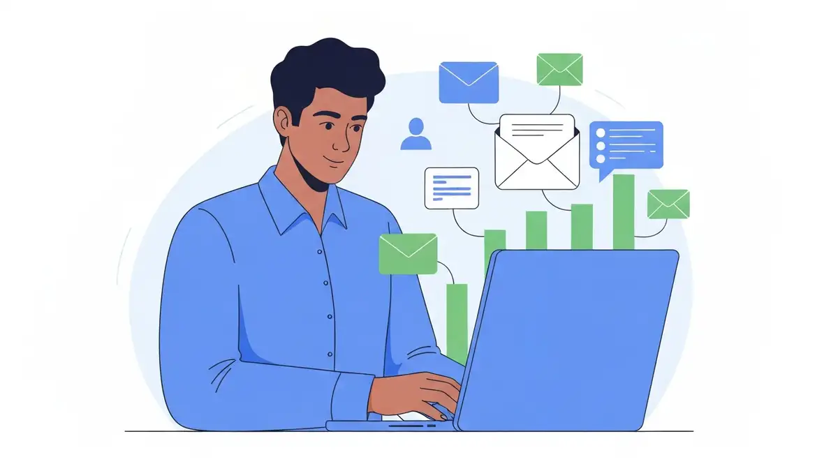 Email marketing dla firm - budowanie listy subskrybentów od zera na laptopie