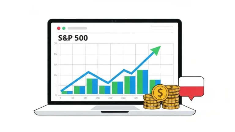 Wykres wzrostu indeksu S&P 500 na ekranie laptopa – inwestowanie w ETF dla poczatkujacych