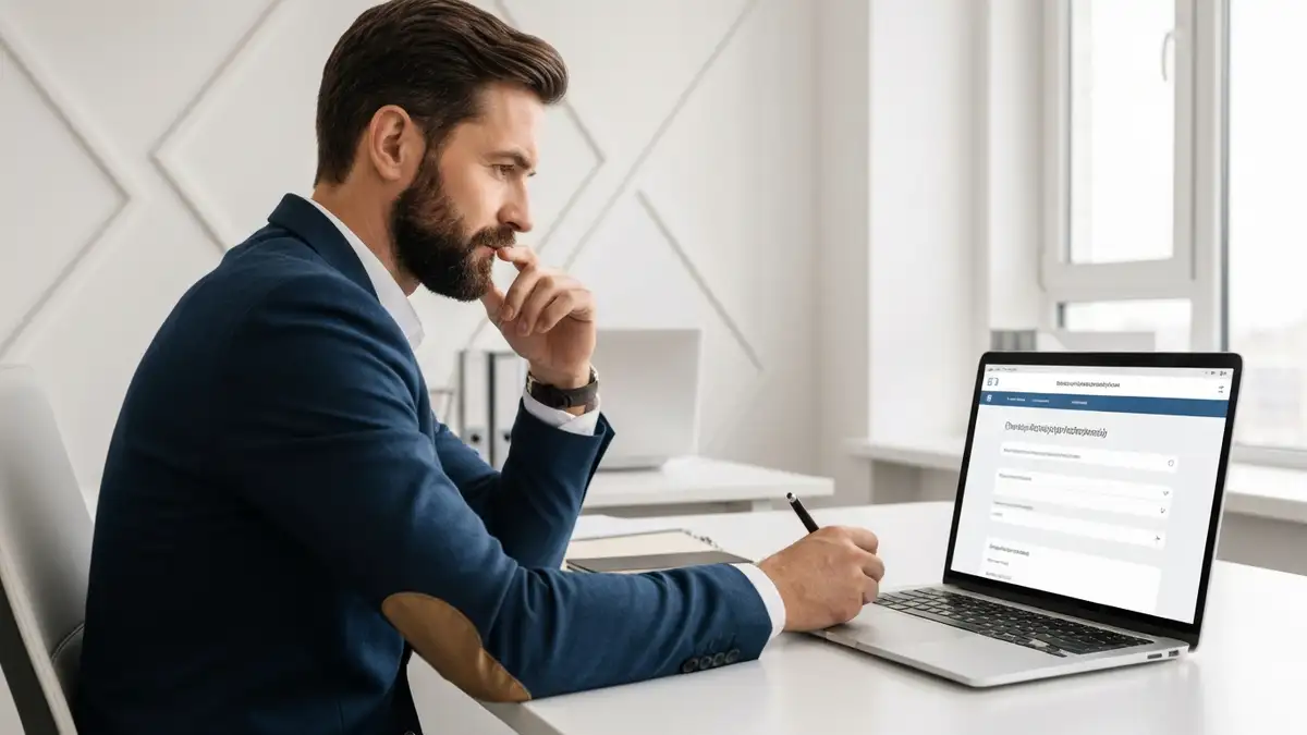 Rejestracja JDG przez CEIDG krok po kroku – formularz online na ekranie laptopa
