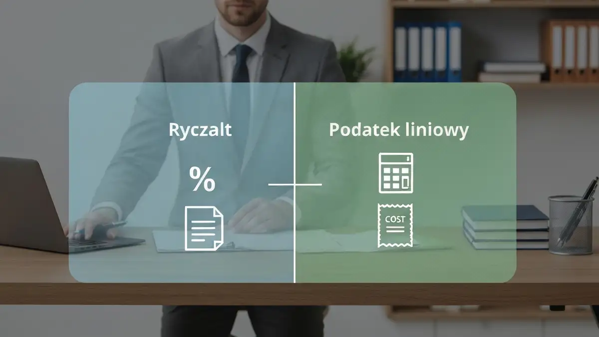 Porównanie ryczałtu i podatku liniowego dla freelancera i JDG w 2026 – grafika infograficzna