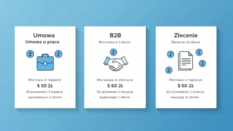 Porównanie umowy o pracę, kontraktu B2B i umowy zlecenie — infografika 2026
